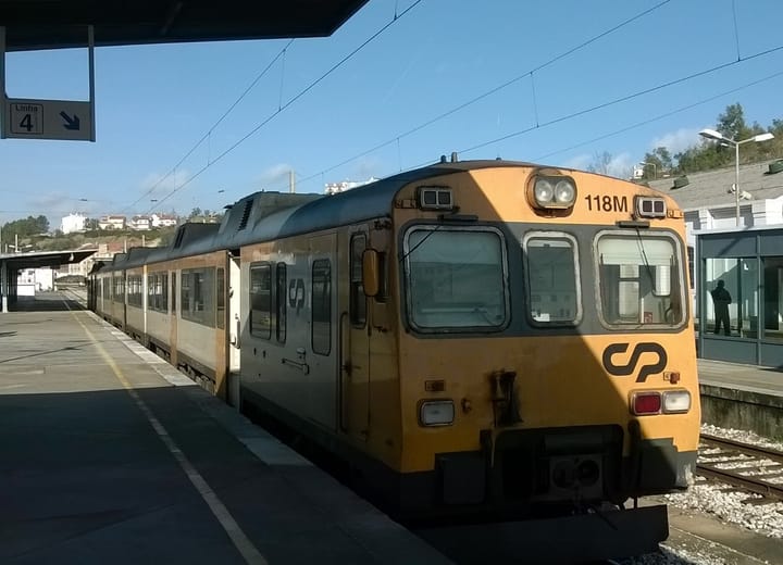 A Comboios de Portugal train at the platform of Coimbra station on the Northern Line