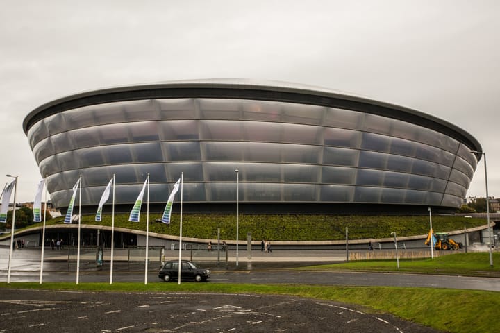 The metallic-clad domed SSE Hydro arena at the Scottish Event Campus in Glasgow, the venue behind Martifer's settled dispute