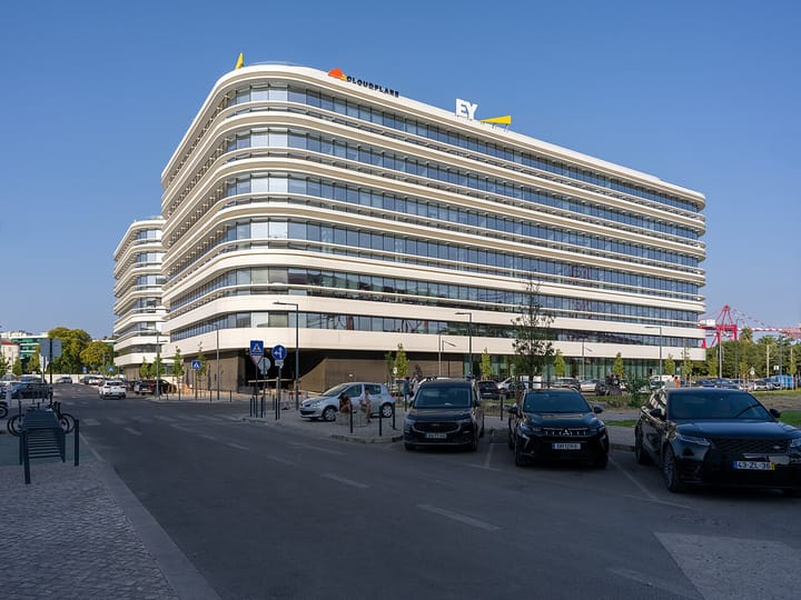 A modern office building in the Alcantara district of Lisbon.