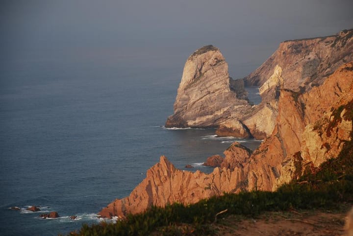 Cliffs and undeveloped Atlantic coastline inside the Sintra-Cascais Natural Park near Cabo da Roca