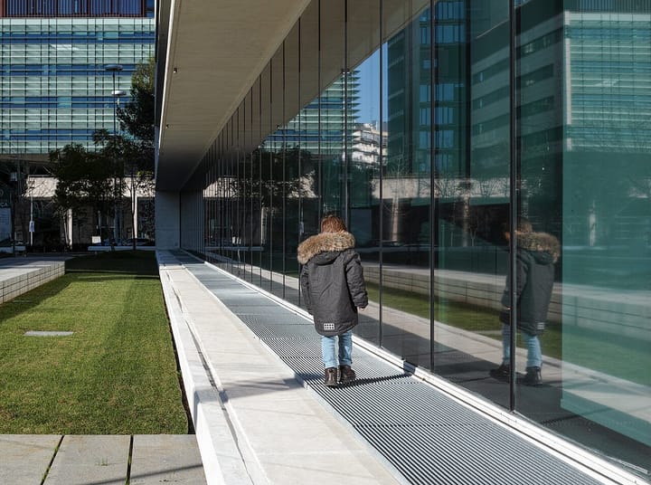 The modern glass buildings of the Campus de Justica de Lisboa legal complex in Parque das Nacoes