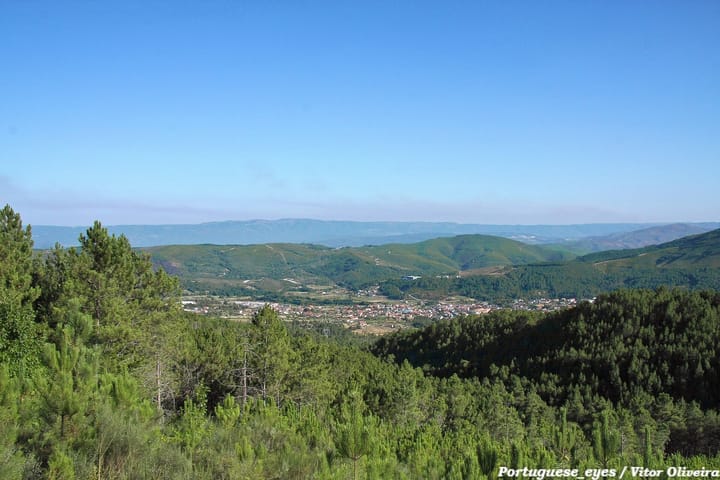 The rural upland landscape of the Barroso region in Tras-os-Montes, northern Portugal, with hills and farmland